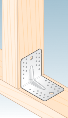 úhelník s prolisem 105x105x90mm, 2,0mm, pozink, díry průměr 5mm-36ks, 14mm-2ks