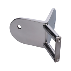 Úchyt na vnější rohové kotvení sloupu ø 42.4mm, (kotvící deska tloušťky 5.5mm, ø 100mm), leštěná nerez K320 /AISI304