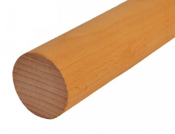 Dřevěný profil kulatý (ø 42mm /L:1500mm), materiál: buk, broušený povrch bez nátěru, balení: PVC fólie