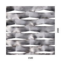 Tahokov Fe kosočtvercová oka: 114x53 mm, můstek: 24 mm (1500x2000x1,5 mm)