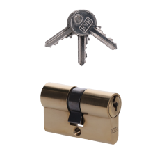 Cylindrická vložka EURO 25/25mm, mosazná, 3 klíče, šroub M5x65mm, A = 25mm, B = 25mm