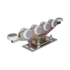 Vozík regulovatelný pro C-profil 80x80x5 mm, polyamidová kolečka 10 ks, žlutý zinek, pro bránu do 800 kg, průjezd do 10 m