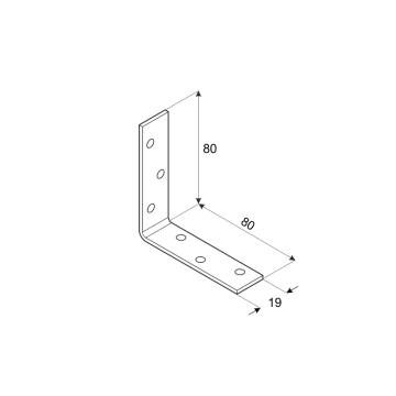 úhelník 80x80x19mm, 2,0mm, galvanicky pozinkovaný, díry průměr 4,5mm - v počte 6ks