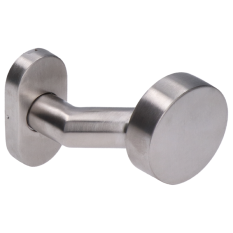 Klika - koule plochá, vyhnutá ke klice s oválnou rozetou, pevná, bal.: 1 ks, broušená nerez K320 / AISI304