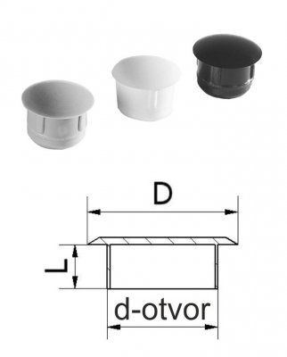 Vnútorná plastová krytka guľatá D-24mm, d-17mm, L-10mm - Barva ZDO: Černá