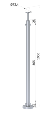 Nerezový sloup ,vrchní kotvení,pro síť,rohový 90°