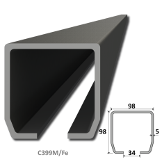 C profil 98 x 98 x 5 x 1000 mm, černý Fe