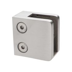 Svorka skla plochá (45x45x27mm) se spodní podložkou, broušená nerez K320 /AISI304, balení neobsahuje gumičky na sklo