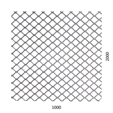 Tahokov Fe čtvercové oko: 20x15 mm, můstek: 1,7 mm (1000x2000x1,5 mm)