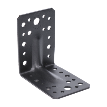 Úhelník s prolisem 90x90x65 mm, 2,0 mm, černý, díry průměr 5 mm - 16 ks, 7 mm - 12 ks, 11 mm - 2 ks