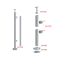 Nerezový sloup, vrchní kotvení, výplň: sklo, pravý, vrch pevný, (ø 42.4x2mm), broušená nerez K320 /AISI304