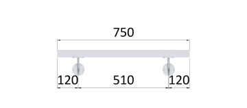 Madlo 750mm (set:2ks úchyt, madlo 40x40mm s ukončením), brúsená nerez K320 /AISI304