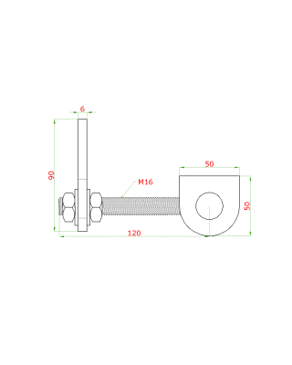 Nerezový pant nastavitelný M16 s kotevní deskou, otevírání 180°, broušená nerez K320 / AISI304