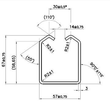 Profil GRANDE 57x68x3mm, dĺžka 2m - Délka: 2m