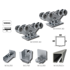Samonosný systém 80x80x5mm posuvné brány do 400kg/6m otvor (W39/80Zn 6m pozinkovaný profil, 1x W-SET809F)