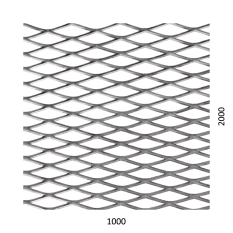 Tahokov Fe kosočtvercová oka: 42x12mm, můstek: 3mm (1000x2000x2mm)