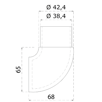 Ukončení obloukové 90 ° na trubku ø 42.4mm, broušená nerez K320 / AISI304