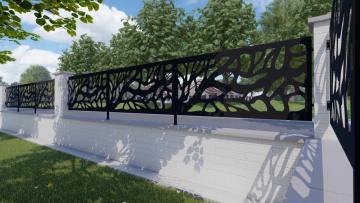 Designová kovová výplň, laserem vypálený vzor 1238, rozměr 1000x2000x2,5 mm, bez povrchové úpravy, perforace 37%