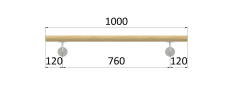 Madlo drevené (1000mm), materiál: buk, brúsený povrch s náterom BORI (bezfarebný), set: 2 ks úchyt, madlo s ukončením