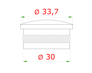 Ukončení na trubku ø 33.7mm, broušená nerez K320 / AISI304