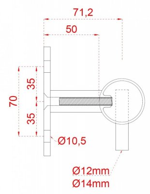 Nerezový sloup, boční kotvení, 4 děrový koncový, levý, vrch pevný (ø42,4x2 mm), broušená nerez K320 / AISI316