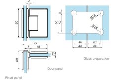 GX990.4PC - Záves pre sklo - sklo 90°