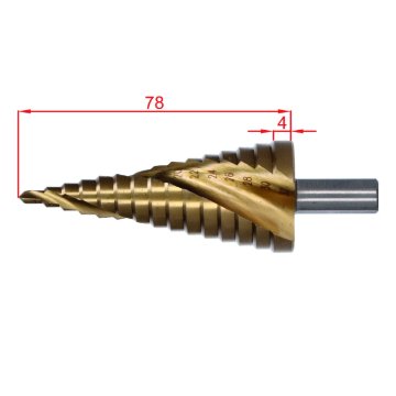 Stupňovitý kuželový vrták HSS M35 TiN 4-32, 3 ploché boční úchopy