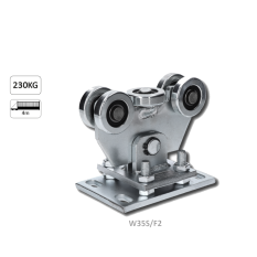 Vozík pro profil C-60x60x4mm samonosného systému posuvné brány, výškovo nastavitelný, pozinkovaný, 5x ocelové kolieska s ložiskem 6202RS