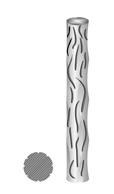 Tyč kruhová plná 6mm, čierna S235, zdobená-vzor réva L=1000mm, cena za 1ks(1m) - Délka: 1m