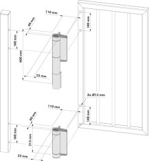 Záves s hydraulickým samozatváračom, 180°, do 200 kg, RAL9005