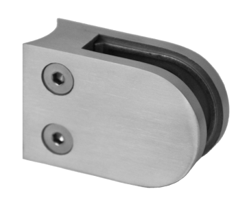 Svorka skla na trubku ø 42,4 mm (63x45x27 mm), broušená nerez K320 / AISI304, balení neobsahuje gumičky na sklo