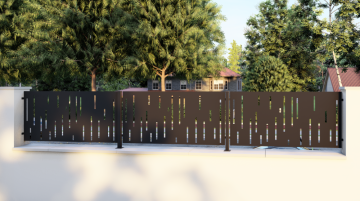 Designová kovová výplň, laserem vypálený vzor 8211, rozměr 1000x2000x2,0 mm +/- 0,5%, výška výpalku 34 mm, bez povrchové úpravy, perforace 14%