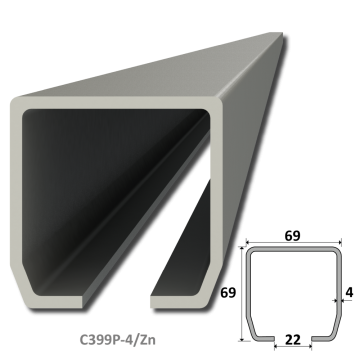 C profil 69 x 69 x 4 mm, pozinkovaný - Délka: 5m