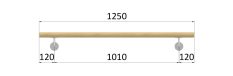 Madlo drevené (1250mm), materiál: buk, brúsený povrch s náterom BORI (bezfarebný), set: 2 ks úchyt, madlo s ukončením