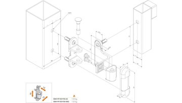 LOCINOX® závěs 180° nastavitelný 3D (x-15mm, y-10mm, z-15mm), nerezová ocel