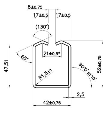 Profil MEDIO 43x53x2,5mm, dĺžka 2m - Délka: 2m