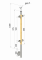 Dřevěný sloup, boční kotvení, výplň: sklo, průchozí, vrch pevný (ø 42mm), materiál: buk, broušený povrch s nátěrem BORI (bezbarvý)