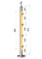 Dřevěný sloup, vrchní kotvení, průchozí, 4řadový