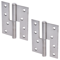 Nerezové panty 2ks (levé), 100x88x2.5mm, max. nosnost: 80 kg (2 panty), broušená nerez K320 /AISI304