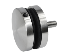 Svorka bodová na sklo 8-16 mm plochá (ø50mm/ M8), broušená nerez K320/ AISI304, balení obsahuje gumičky na sklo