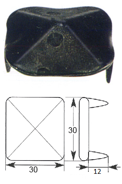 Ozdobný hřebík 30 x 30 mm se dvěma hroty