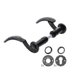 Klika - set 135 x 80 mm, ø19 mm, finální povrchová úprava: černá galvanizace