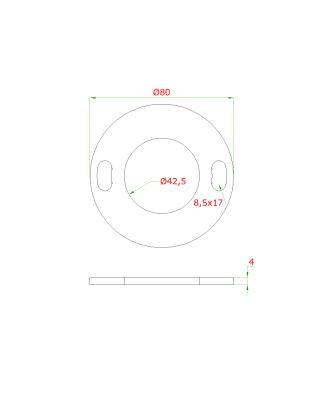 Kotvící plotna (ø 80mm) na trubku ø 42.4mm, bez povrchové úpravy /AISI304
