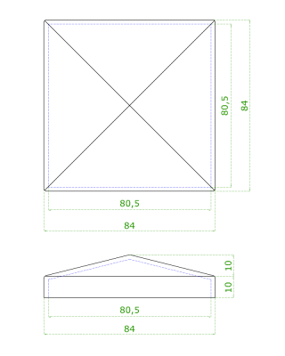Ukončení stříška na jekl (80x80mm), broušená nerez K320 / AISI304