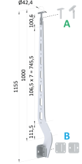 Nerezový vypalovaný sloup, boční kotvení, 8děrový