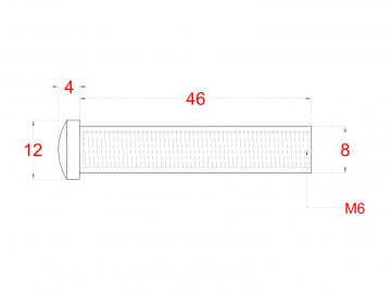 Úchyt pro držák na nerezové lanko, se závitem M6x46 mm, broušená nerez K320 / AISI304