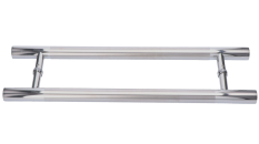 Nerezové madlo na dveře (600mm / ø 25mm), na sklo 8-12mm, leštěná / broušená nerez K320 /AISI304
