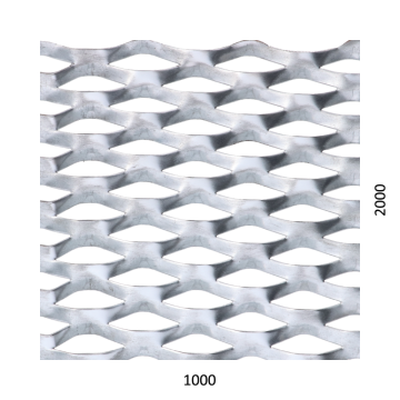 Tahokov Zn kosočtvorcové oko: 62 x 25 mm, můstek: 9 mm (1000x2000 x 1,5 mm)