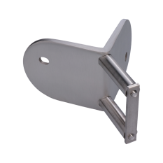 úchyt na vnější rohové kotvení sloupu ø 42.4mm, (kotevní deska tloušťky 5.5mm, ø 100mm), broušená nerez K320 /AISI316