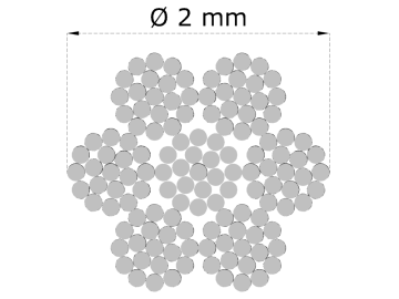 Nerezové lanko ø2 mm (7x19 drátů) / AISI316